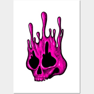 Pink Melting Skull Posters and Art